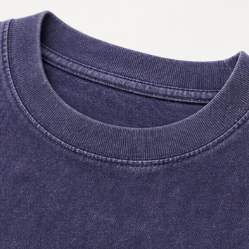 Navy purple ribbed crewneck collar detail