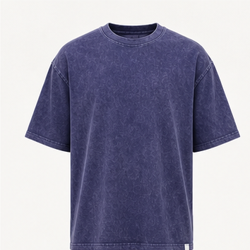 Navy purple washed cotton T-shirt